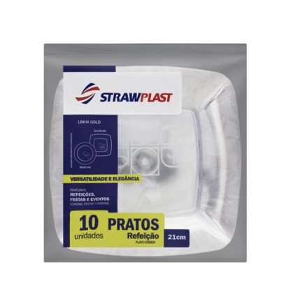 PRATO CRISTAL QUADRADO 21CM C/10
