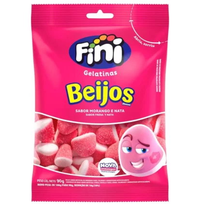 CONFEITO FINI BEIJOS DE MORANGO 90G